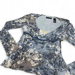 Axcess Blue Floral Long Sleeve Top